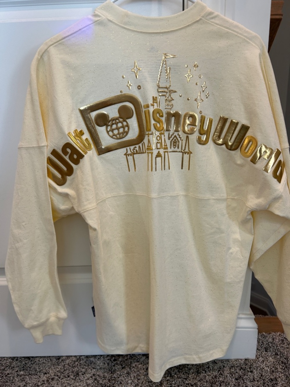 Walt Disney World Gold Logo Cream Pullover Sweatshirt NWT